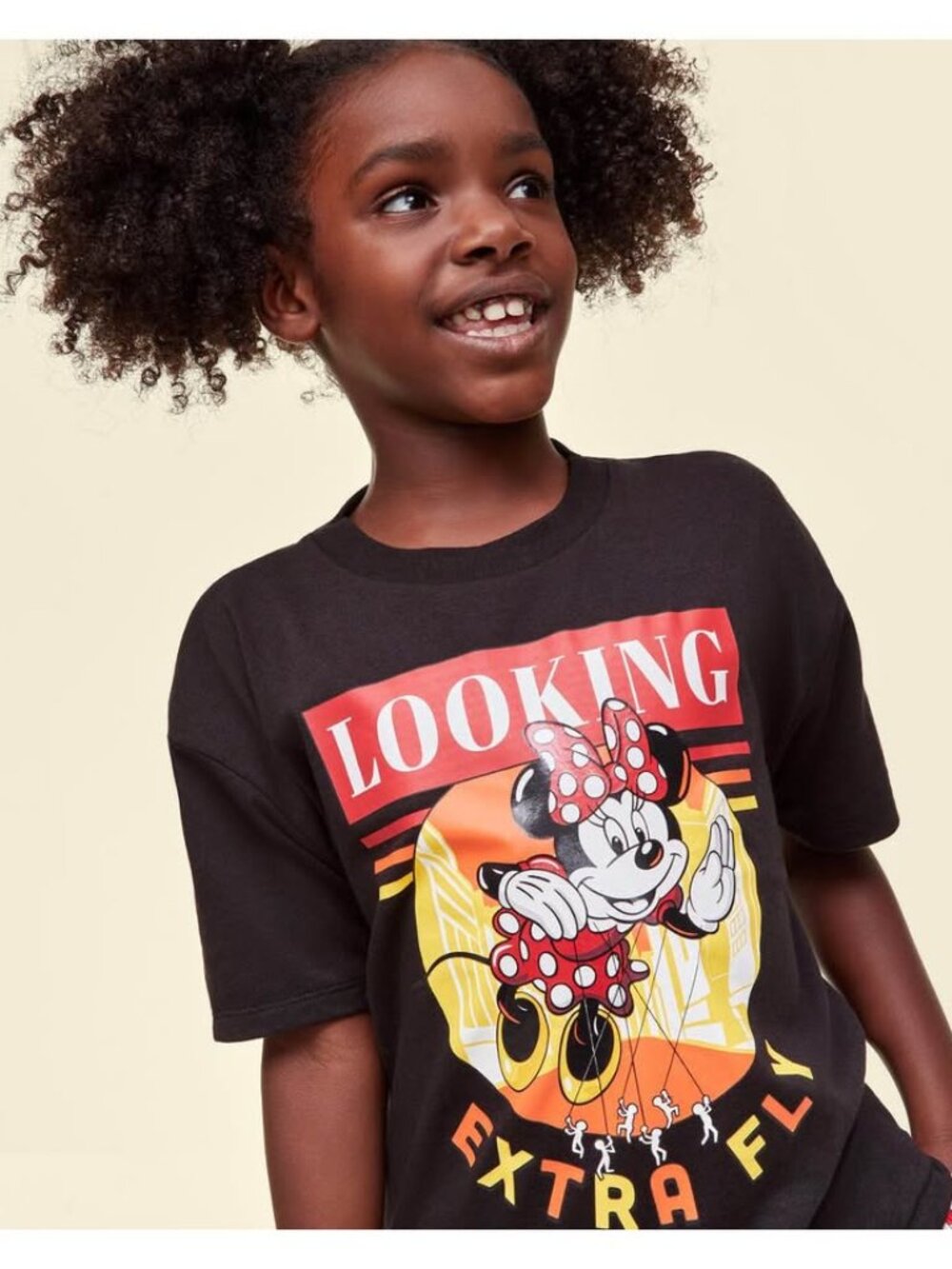 Exclusive NWT Disney Big Kids Unisex “Looking Extra Fly” Minnie Mouse Black Tee